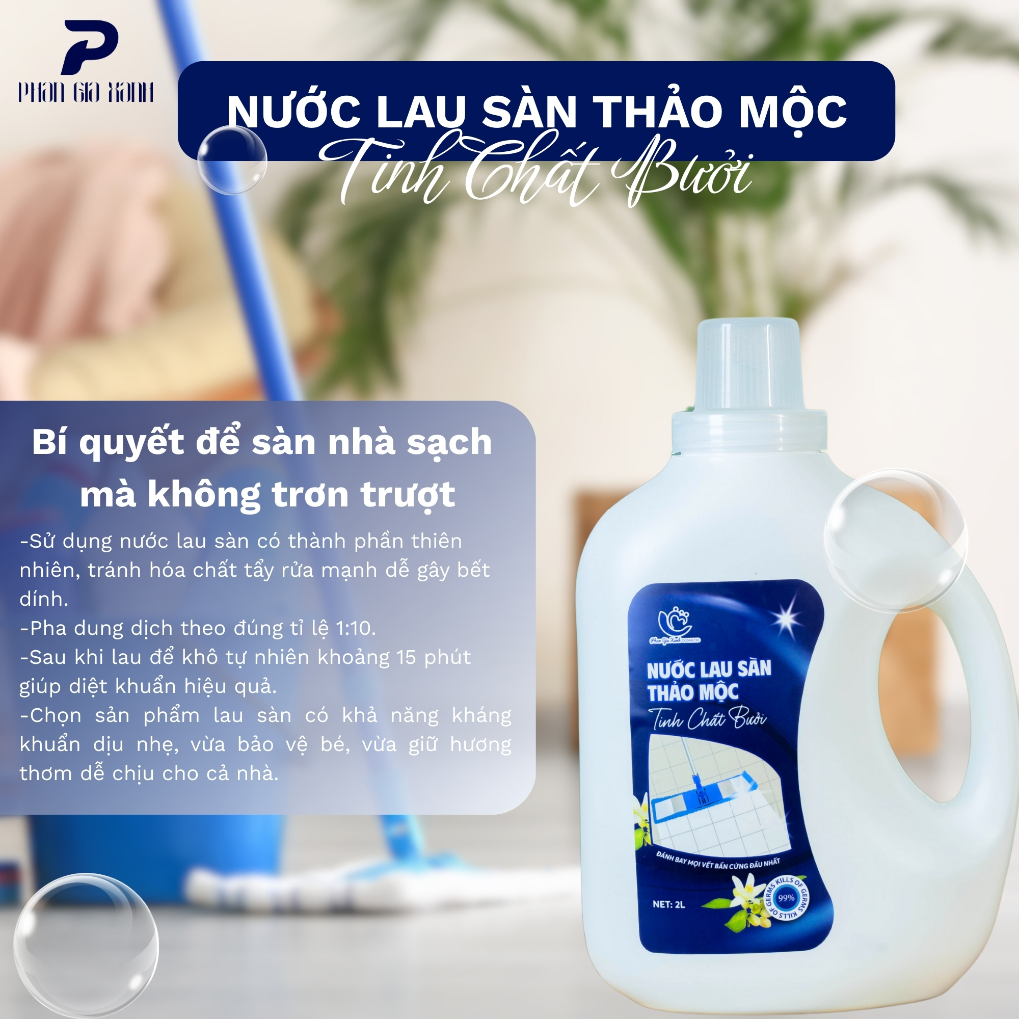 Nước lau sàn thảo mộc tinh chất bưởi PGX 2l
