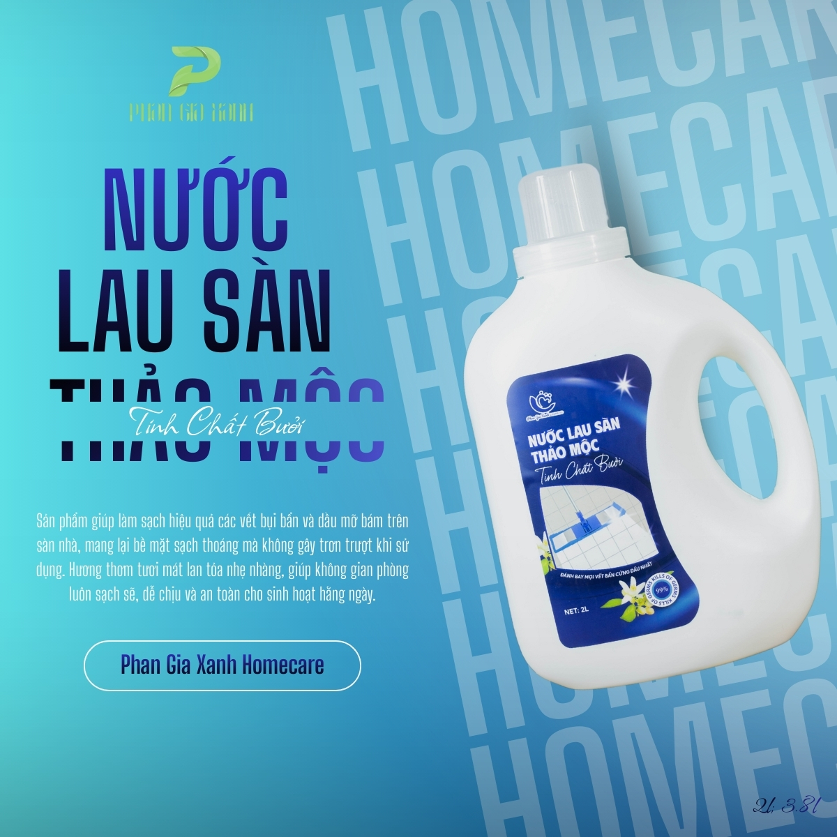 Nước lau sàn thảo mộc tinh chất bưởi PGX Nước lau sàn thảo mộc tinh chất bưởi PGX 2l