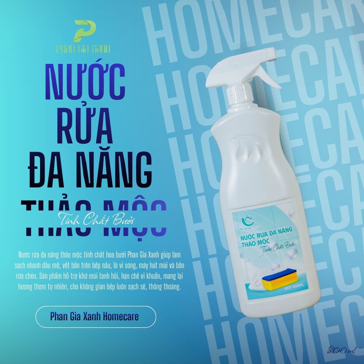 Nước rửa đa năng thảo mộc tinh chất bưởi PGX Nước rửa đang năng thảo mộc tinh chất bưởi PGX 800ml