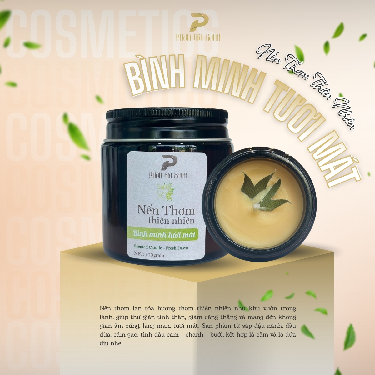 Nến thơm thiên nhiên Bình minh tươi mát PGX Nến thơm thiên nhiên Bình minh tươi mát PGX