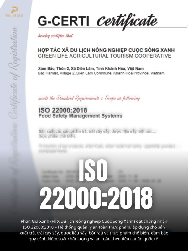 Chứng nhận ISO 220002018 Phan Gia Xanh