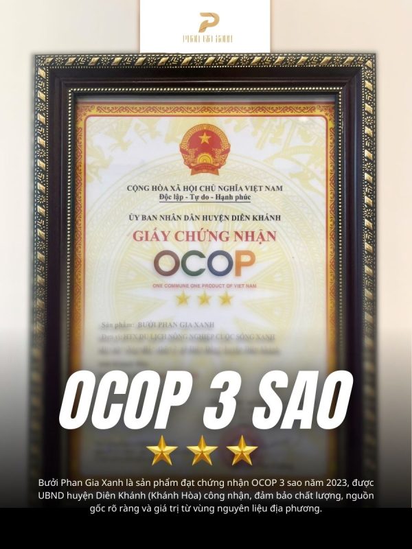 Chứng nhận Ocop 3 sao Phan Gia Xanh