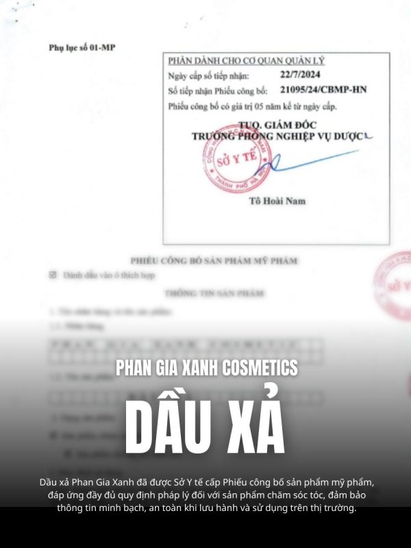 Phiếu công bố sản phẩm dầu xả Phan Gia Xanh